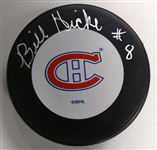 Bill Hicke Autographed Canadiens Puck