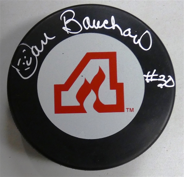 Dan Bouchard Autographed Flames Puck