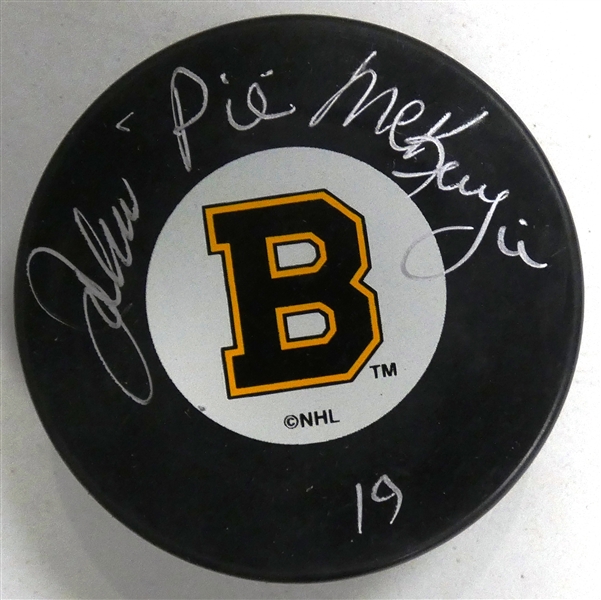 John "Pie" McKenzie Autographed Bruins Puck