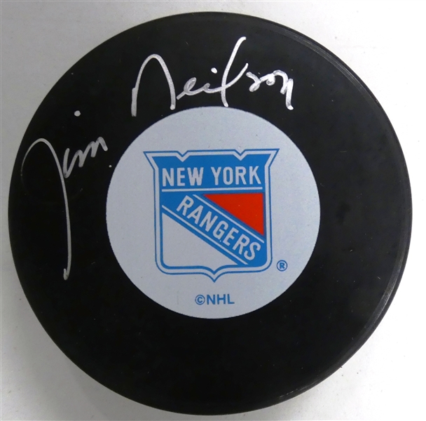 Jim Neilson Autographed Rangers Puck