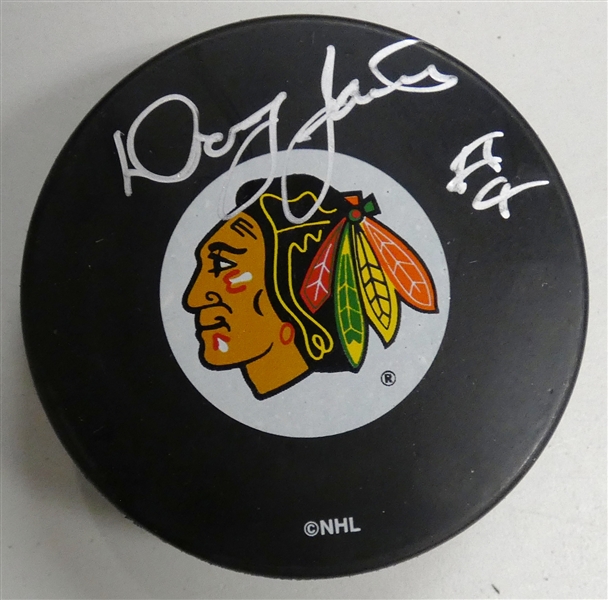 Doug Jarrett Autographed Blackhawks Puck