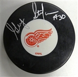 Greg Stefan Autographed Red Wings Puck