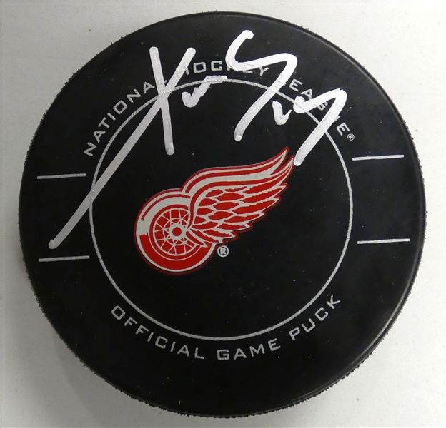Pavel Datsyuk Autographed Red Wings Puck