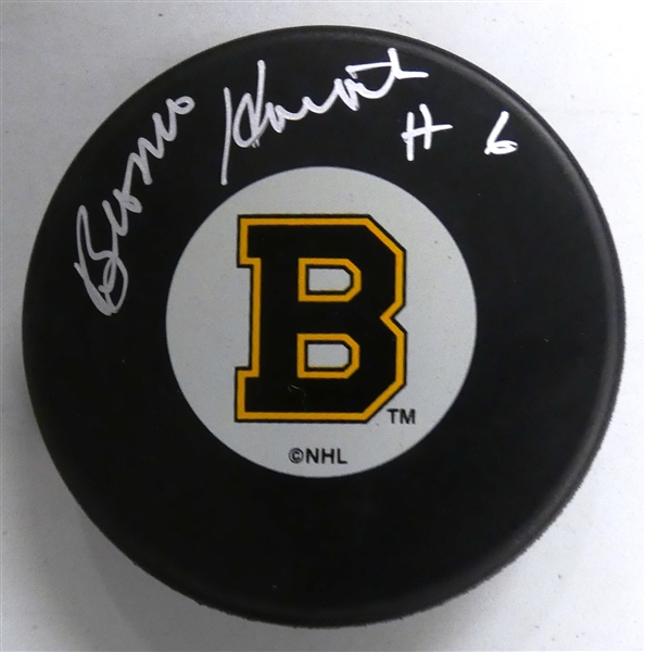 Bronco Horvath Autographed Bruins Puck