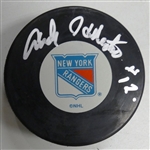 Andy Hebenton Autographed Rangers Puck