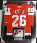 Joe Kocur Autographed Framed Red Wings Jersey (Pick up only)