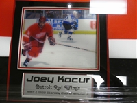 Joe Kocur Autographed Framed Red Wings Jersey (Pick up only)