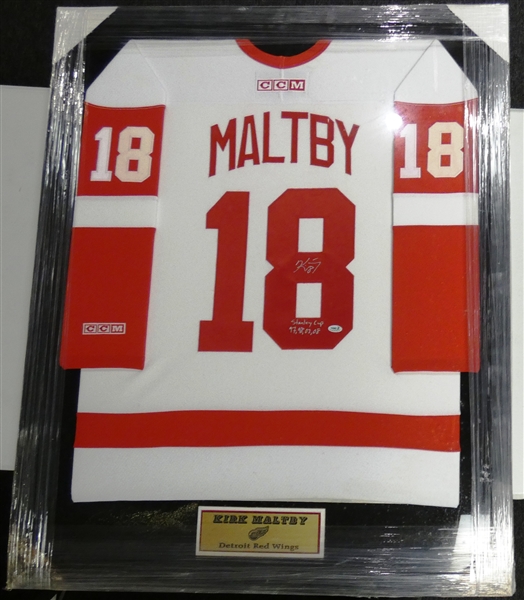 Kirk Maltby Autographed Framed Jersey (Pick up only)