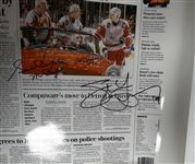 Yzerman, Howe & Gadsby Autographed Newspaper Print