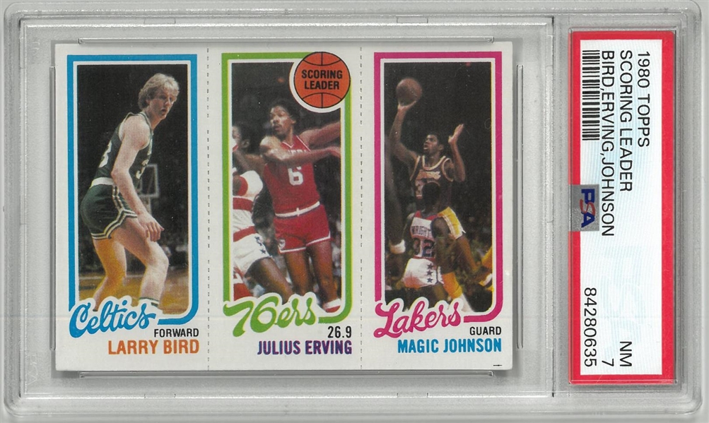 1980 Scoring Leaders PSA 7 - Magic/Bird/Dr. J