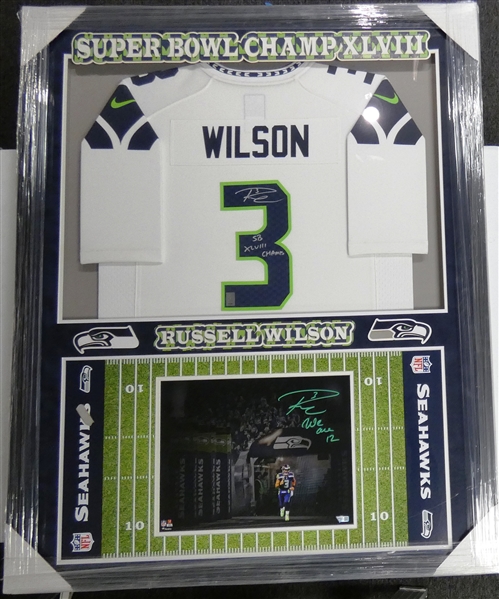 Russell Wilson Autographed Framed Jersey & 11x14 (Pick up only)