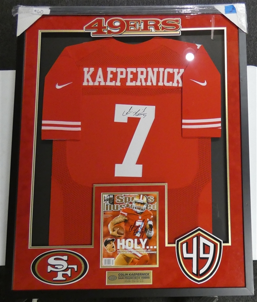 Colin Kaepernick Autographed Framed Jersey & Sports Illustrated (Pick up only)