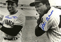 Willie Mays & Hank Aaron Autographed Framed 8x10