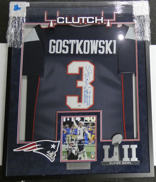 Stephen Gostkowski Autographed Framed Jersey & 8x10 (Pick up only)