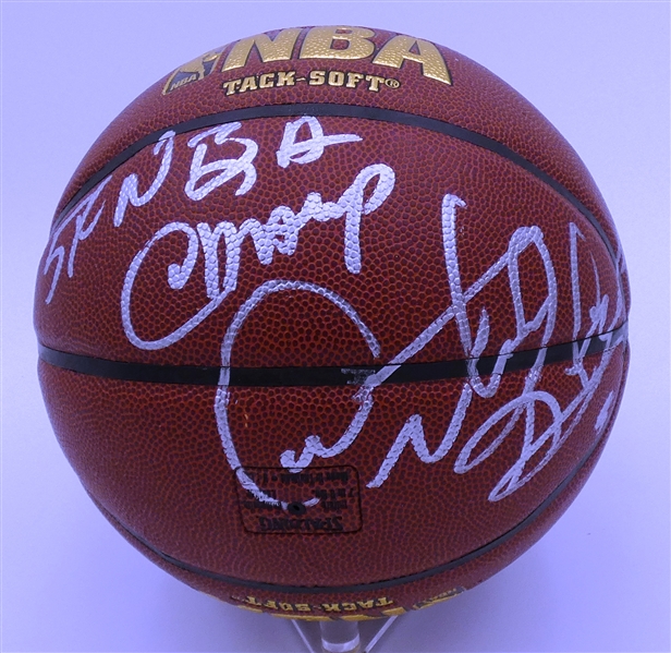 Dennis Rodman Autographed Basketball 5X Champs