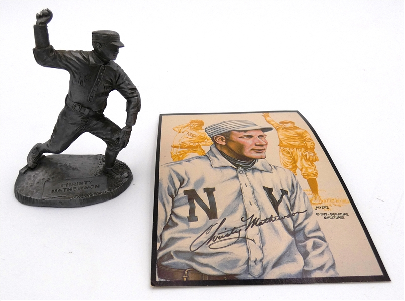 Christy Mathewson 1979 Signature Miniatures Pewter Statue & Card