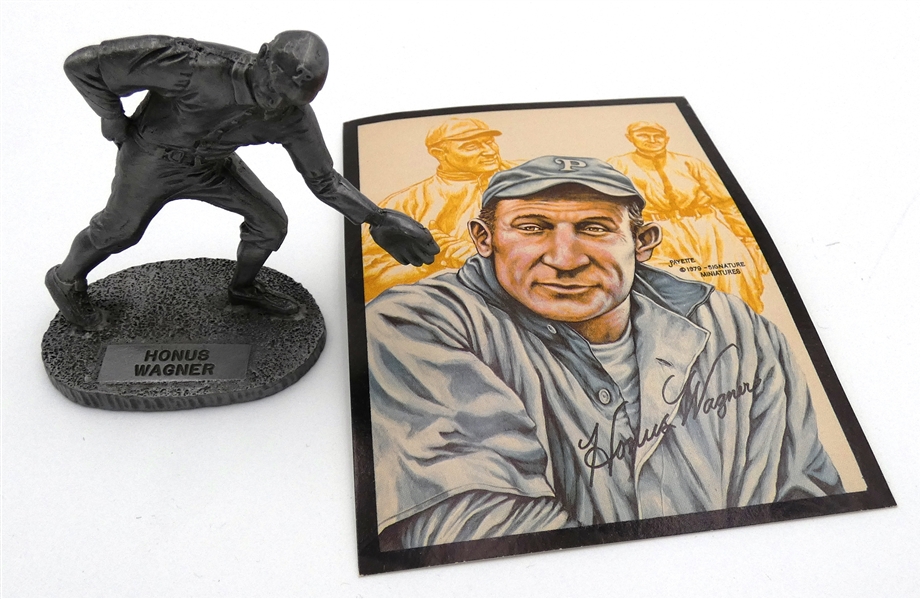 Honus Wagner 1979 Signature Miniatures Pewter Statue & Card