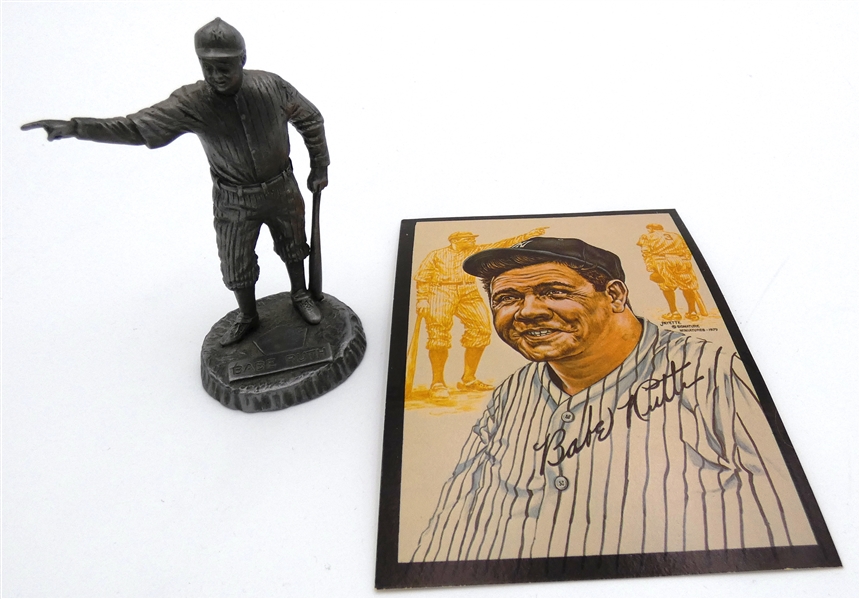 Babe Ruth 1979 Signature Miniatures Pewter Statue & Card