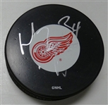 Manny Legace Autographed Red Wings Puck