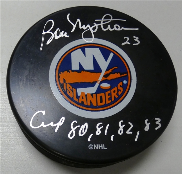 Bob Nystrom Autographed Islanders Puck