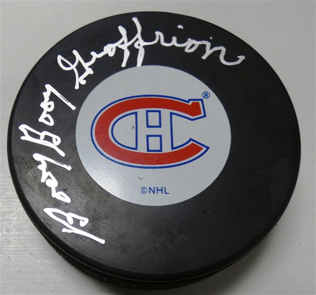 Boom Boom Geoffrion Autographed Canadiens Puck