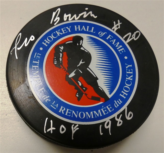 Leo Boivin Autographed HOF Puck