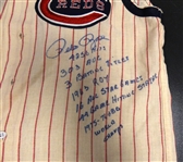 Pete Rose Autographed Multi Inscribed Reds Mitchell & Ness Jersey