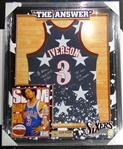 Allen Iverson Autographed Framed Jersey & Magazine (Pick up only)
