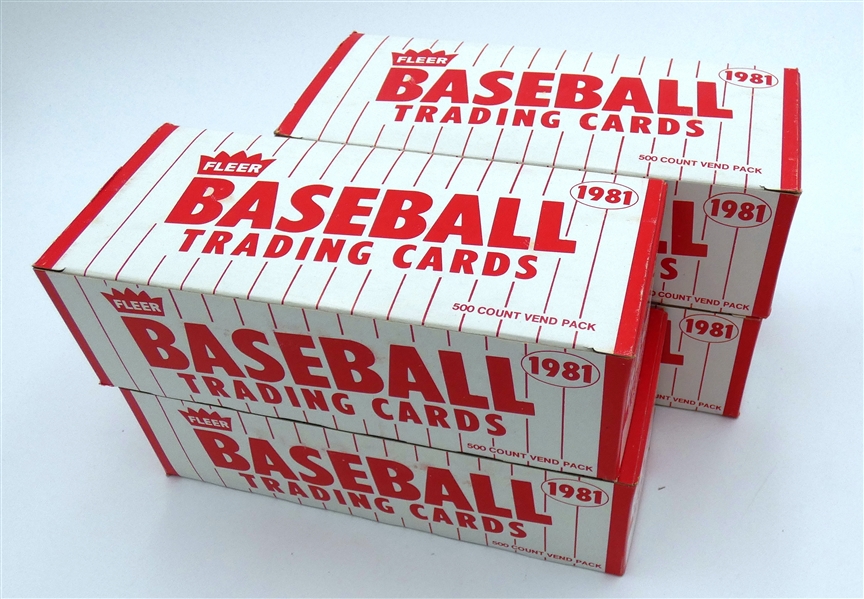 1981 Fleer Baseball Vending Box Lot of 4