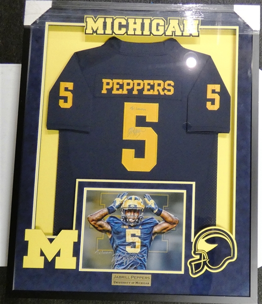 Jabrill Peppers Autographed Framed Jersey & Photo (Pick up Only)