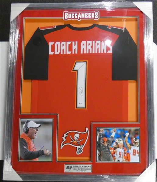 Bruce Arians Autographed Framed Jersey & Photos