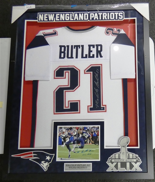 Malcolm Butler Autographed Framed Jersey & Photo