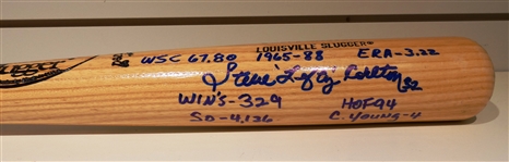 Steve Carlton Autographed Bat w/ 8 Inscriptions