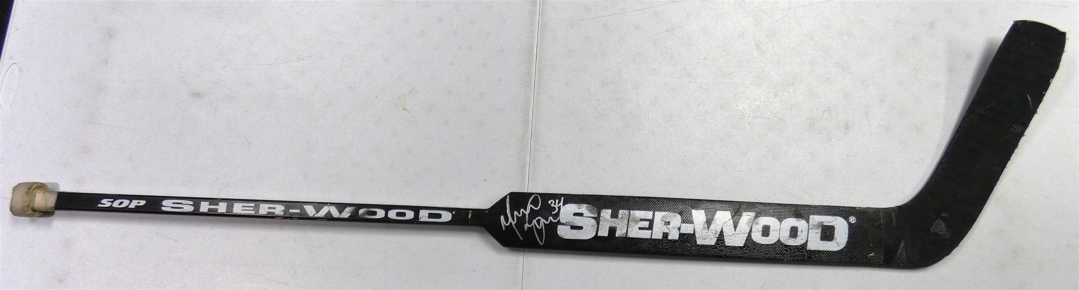 Manny Legace Game Used Autographed Stick