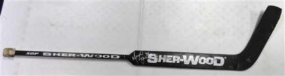 Manny Legace Game Used Autographed Stick