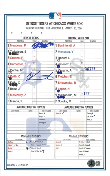 Parker Meadows & Colt Keith Autographed 2024 Line Up Card
