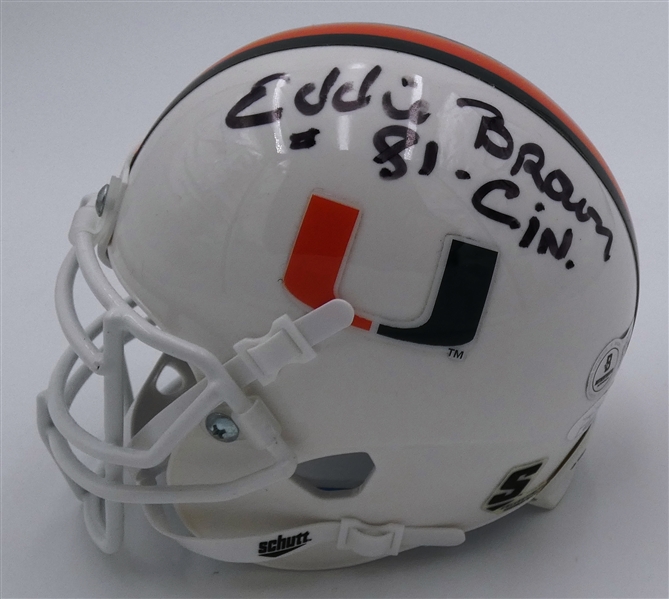 Eddie Brown Autographed Miami Mini Helmet