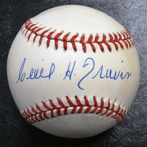 Cecil Travis Autographed Baseball