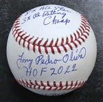 Tony Oliva Autographed Stat Baseball (6 Inscriptions)