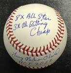 Tony Oliva Autographed Stat Baseball (6 Inscriptions)
