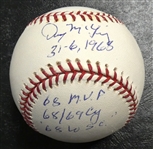 Denny McLain Autographed Baseball w/ 4 Inscriptions
