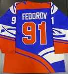 Sergei Fedorov Autographed Blue Russian Jersey