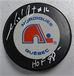 Michel Goulet Autographed Nordiques Puck
