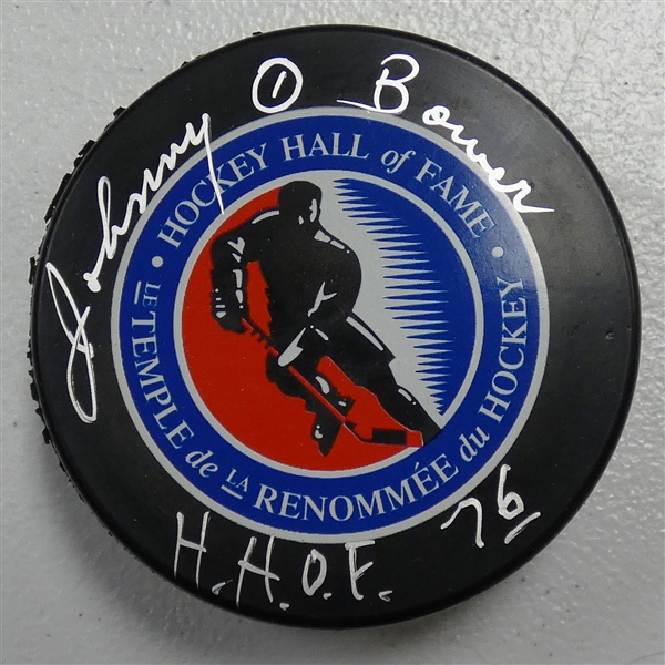 Johnny Bower Autographed HOF Logo Puck