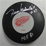 Frank Mahovlich Autographed Red Wings Puck