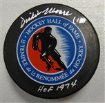 Dickie Moore Autographed HOF Logo Puck