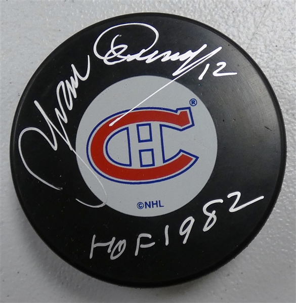 Yvan Cournoyer Autographed Canadiens Puck