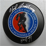 Neil Armstrong Autographed HOF Logo Puck