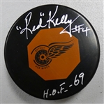 Red Kelly Autographed Red Wings Puck