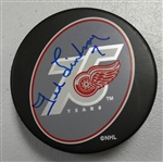 Ted Lindsay Autographed Red Wings 75 Puck